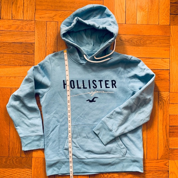 Hollister Blue Embroidered Logo Hoodie - Picture 6 of 8